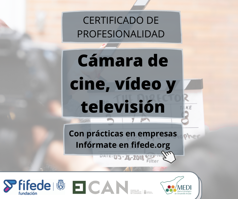 Cartel del certificado de profesionalidad de cámara de cine, vídeo y televisión