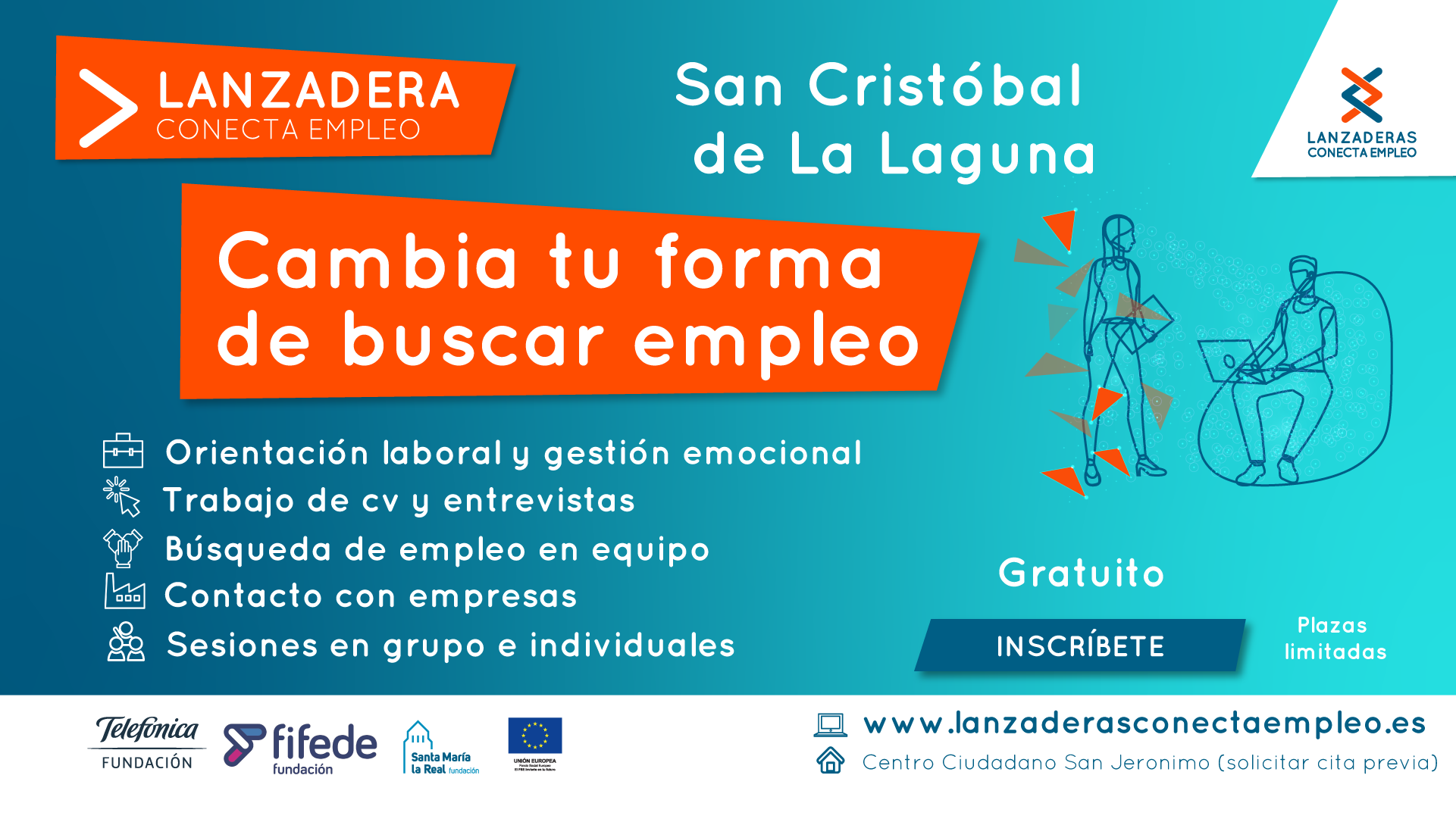 Cartel informativo de la Lanzadera Conecta Empleo de San Cristóbal de La Laguna